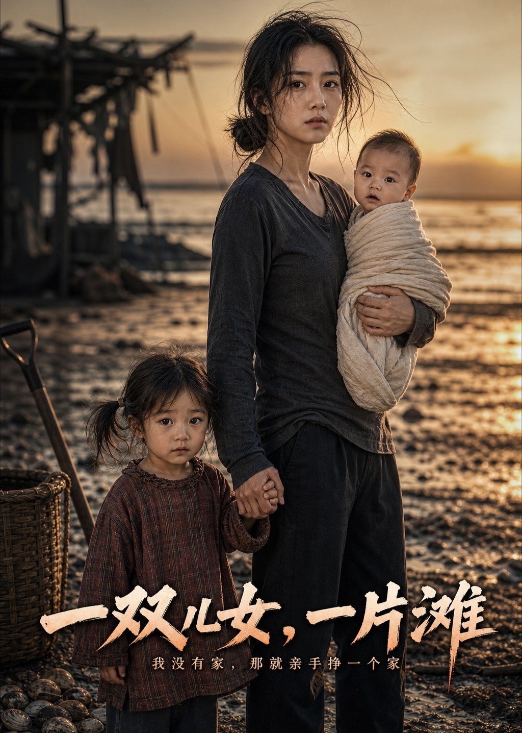 一双儿女，一片滩