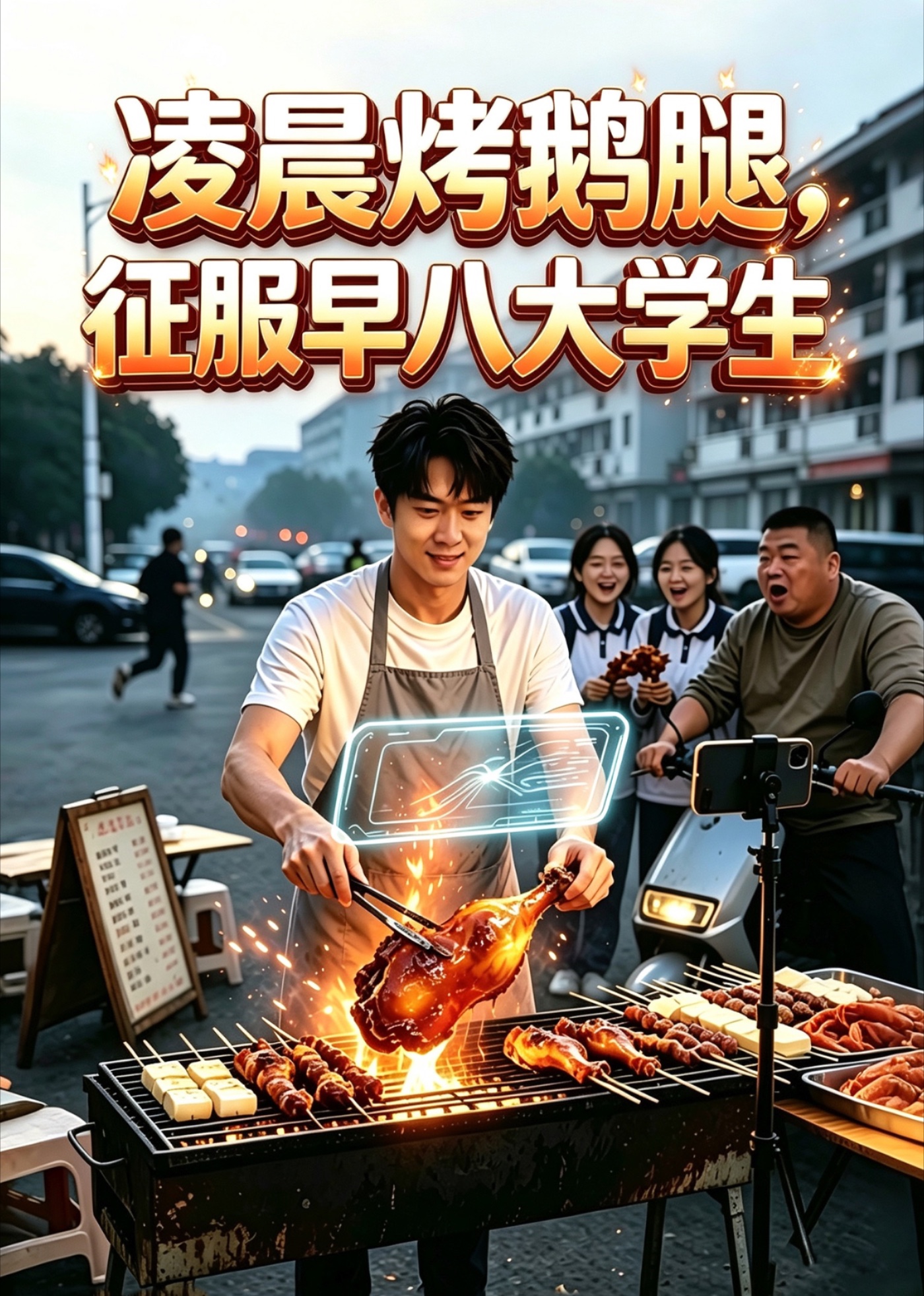 凌晨烤鹅腿,征服早八大学生