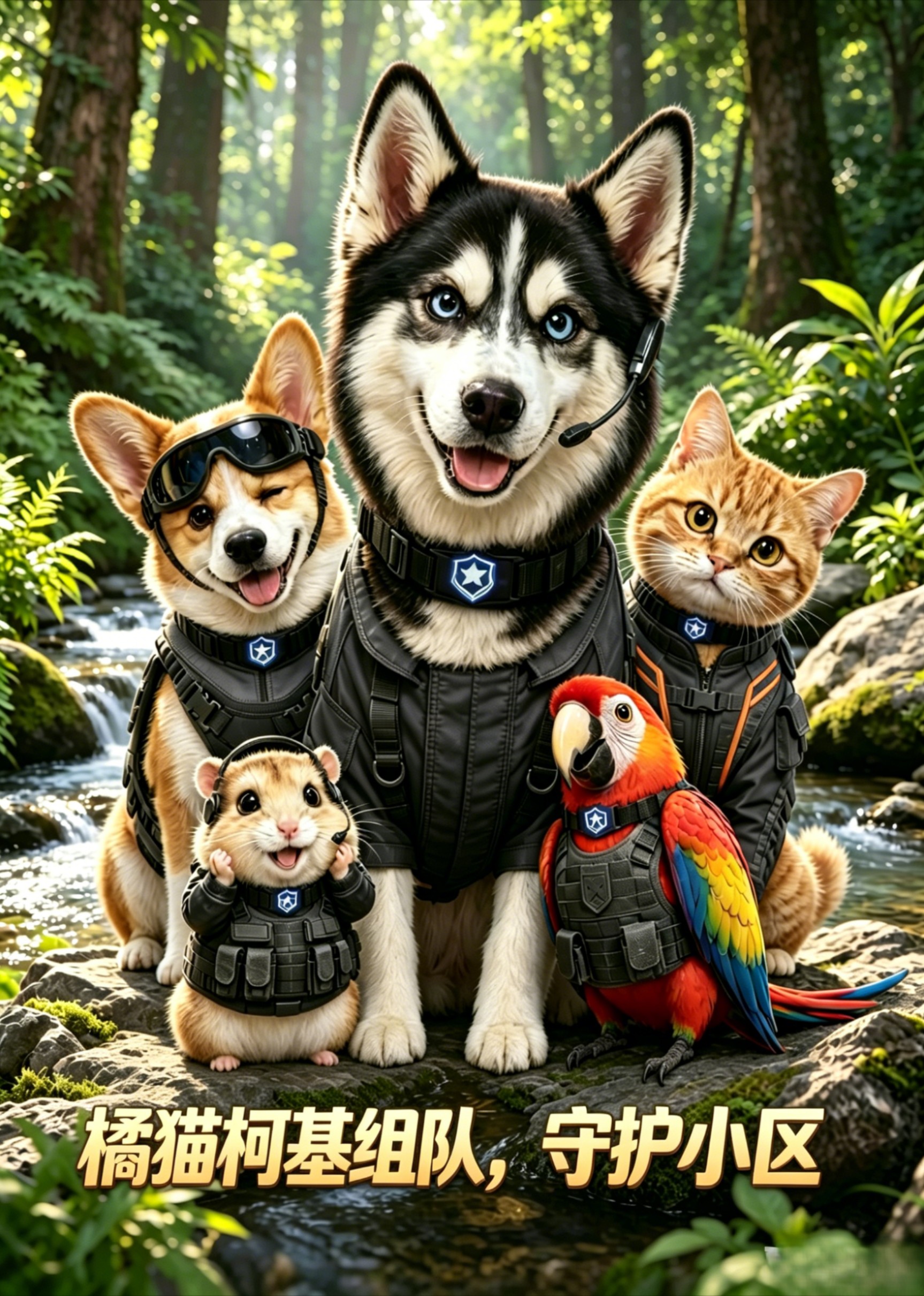 橘猫柯基组队，守护小区