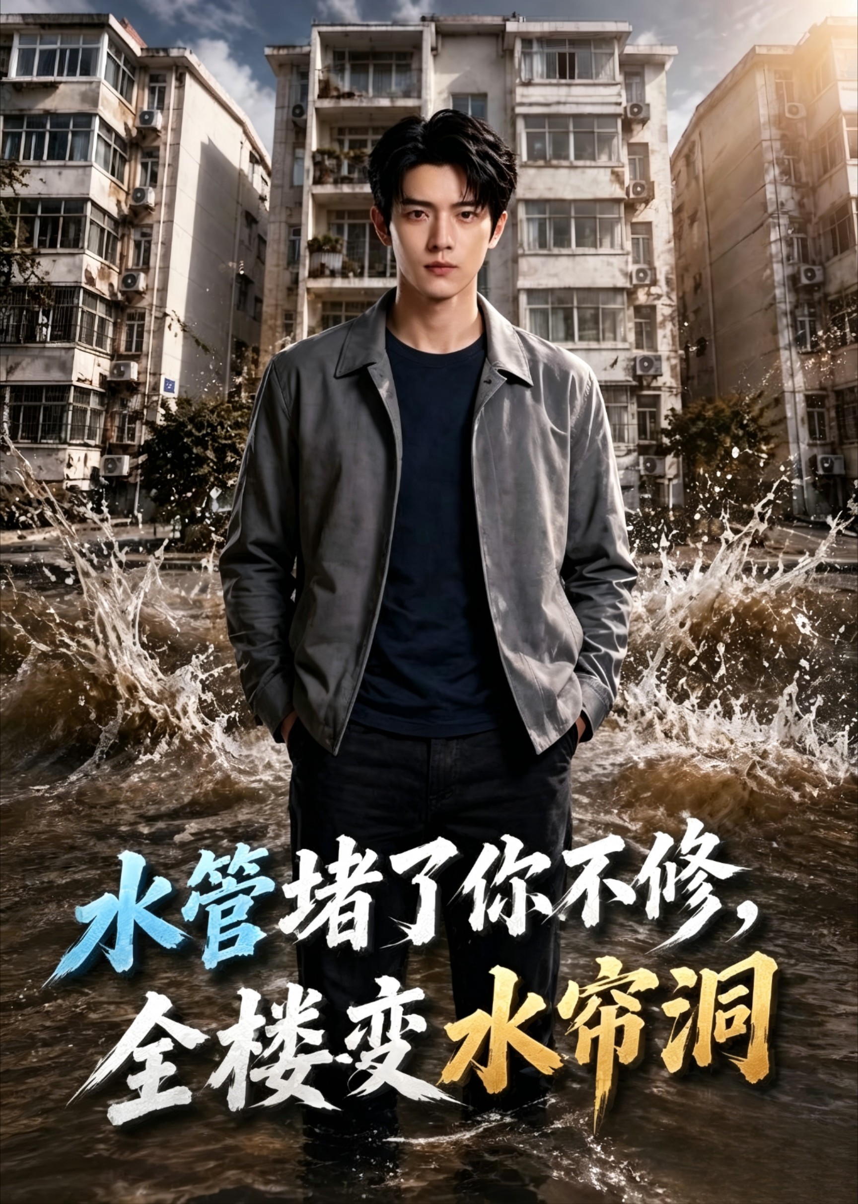 水管堵了你不修，全楼变水帘洞