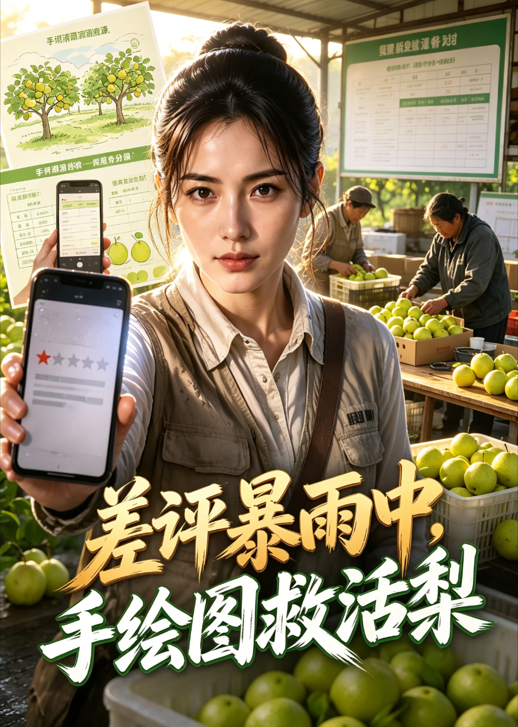 差评暴雨中，手绘图救活梨